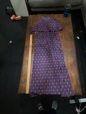 BeBop Blue and Orange Aztec Print Chiffon Maxi Dress with Ruffle Overlay